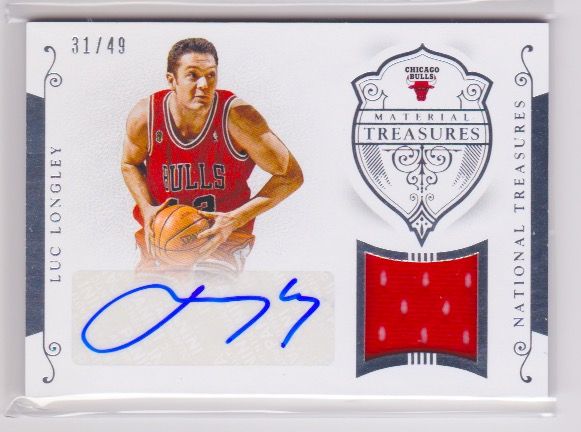 2014-15 Panini National Treasures Material Treasures Signatures #MTSLL Luc Longley :49.jpeg