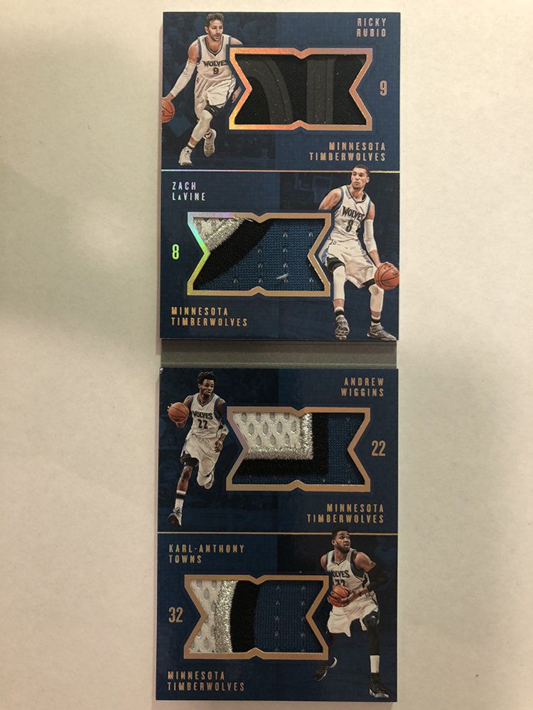 2016-17 Preferred Quads Memorabilia #3 Prime Andrew Wiggins Karl-Anthony Towns Ricky Rubio Zac...jpg