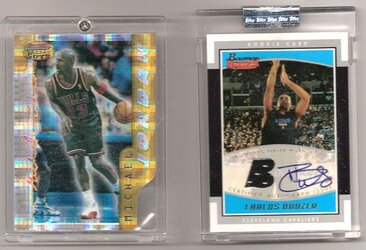 1996-97_bowmans_best_michael_jordan_best_cuts_atomic_refractor_2002-03_bowman_signature_edition_carl