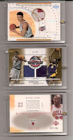 2002-03_ult_coll_jersey_patch_platinum_yao_ming_2001-02_ud_mj_comeback_comm_jersey_2001-02_ud_pros_p