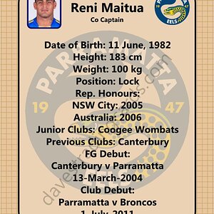 2013 Eels Retro 1970 set Reni Maitua back.jpg