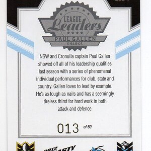 2012 Dynasty Captains Black Paul Gallen #013 Rear.jpg