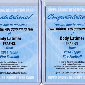 91. Cody Latimer, 2014 Topps Fire, Jersey Patch Auto Redemptions x2.jpg