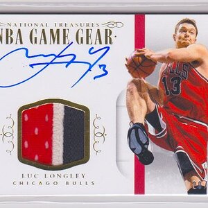 2014-15 Panini National Treasures NBA Game Gear Signatures Prime #GGSLL Luc Longley 20:25.jpeg