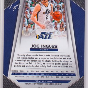 2017-18 Panini Prizm Prizms Fast Break Black #113 Joe Ingles 1:1 BACK.jpeg