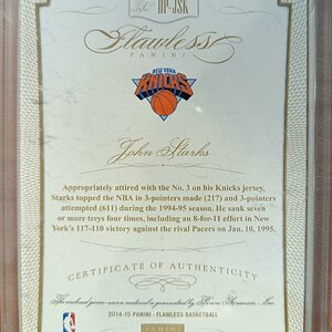 2014-15 Panini Flawless Basketball John Starks Patch 8-15 1Back.jpg