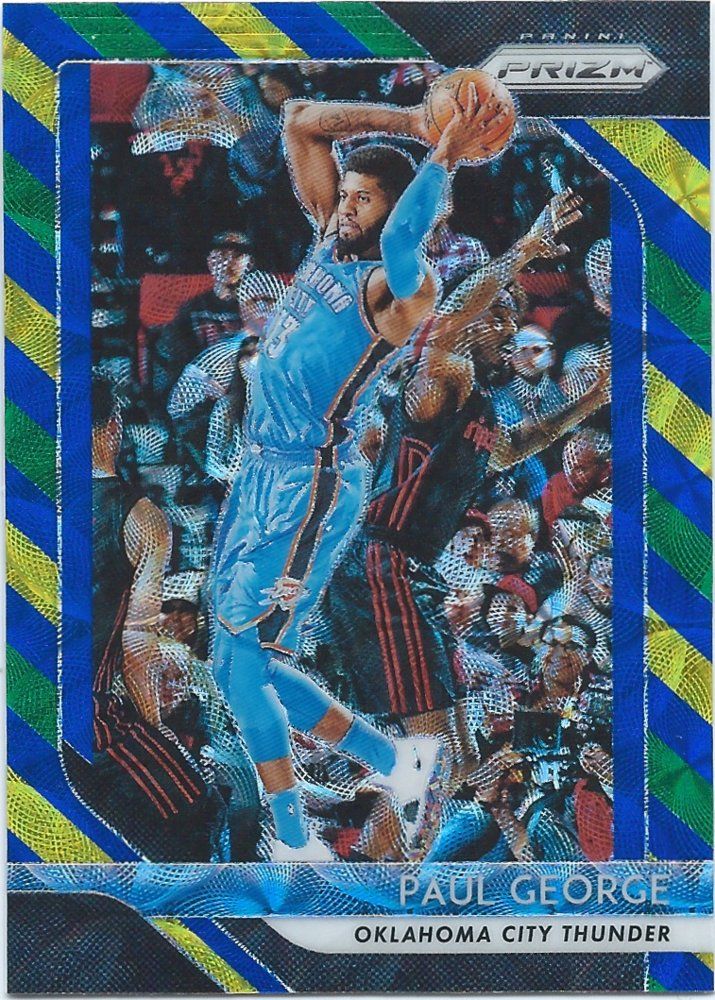 2018-19 Panini Prizm Prizms Choice Blue Yellow and Green #49 Paul George.jpg