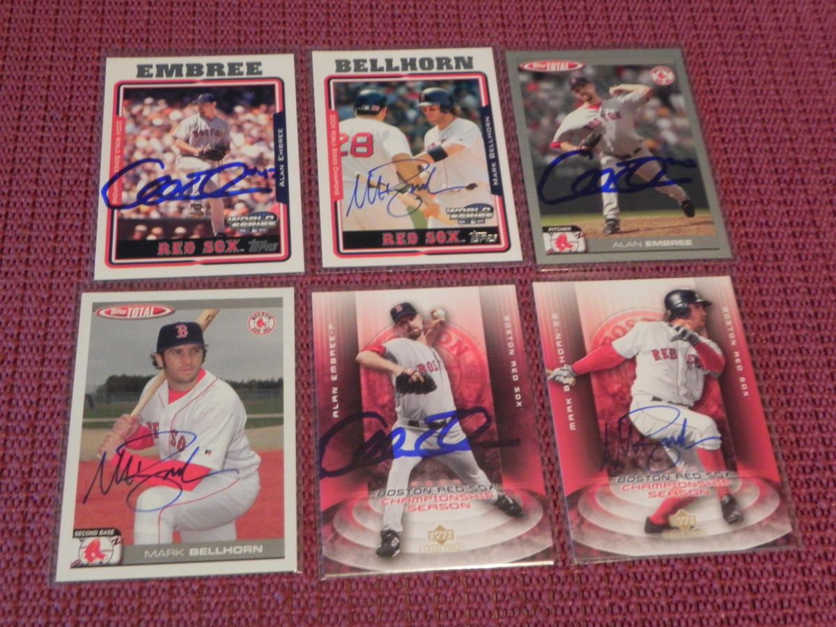 Allan Embree and Mark Bellhorn Signed Baseball Cards X 6 October 29 2011.jpg